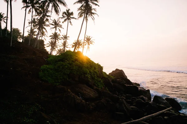 Vacker Solnedgång Stranden Sri Lanka — Stockfoto