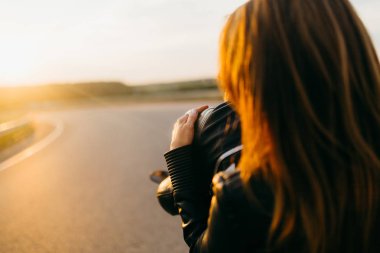 Motosiklet binici genç güzel Çift