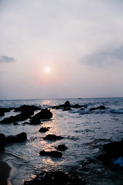 Vacker Solnedgång Stranden Den Sri Lanka — Stockfoto