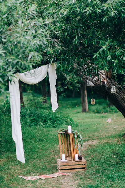 Bela Decoração Com Velas Jardim — Fotografia de Stock