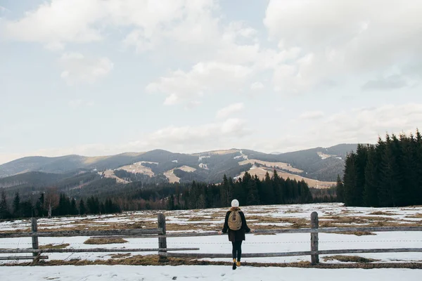 Viajera Joven Las Montañas Naturaleza — Foto de Stock