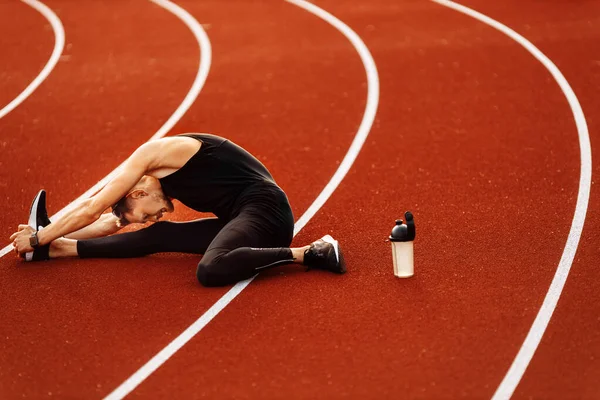 Young Man Exercising Stadium — Stock Photo, Image