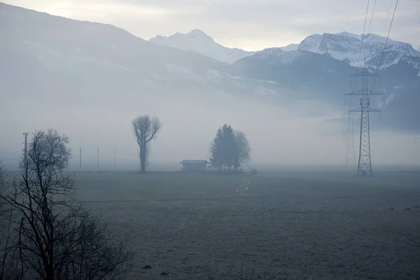 Nebbia Mattutina Austria Stumm — Foto Stock