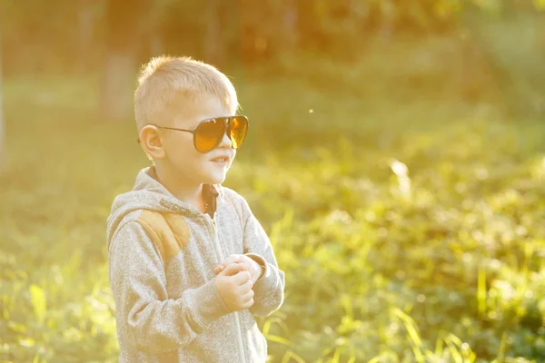Привлекательный Мальчик Солнечных Очках Летнее Время — стоковое фото