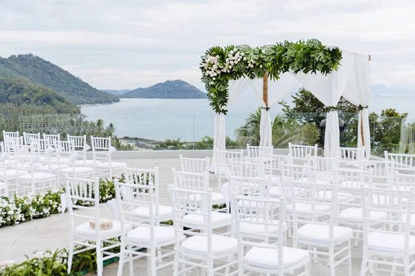 Wedding Arches Flowers Floral Decoration Sea Background — Stock Photo, Image