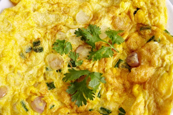 Omelet Thaise Traditionele Gerechten Met Eenvoudige Ingrediënt Met Kruid Peterselie — Stockfoto