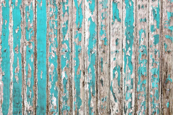 Stare drewniane ściany malowane z peelingiem blady błękitny kolor ujawnił rustykalny tekstura — Zdjęcie stockowe
