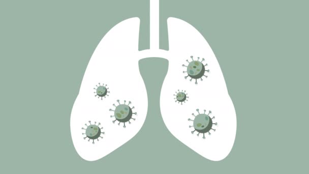 Animation von Covid-19 oder Corona-Virus in der menschlichen Lunge und den Atemwegen. Die Ausbreitung des Virus in der menschlichen Lunge. Erholung und Behandlung der Atemwege. 4k-Video. — Stockvideo