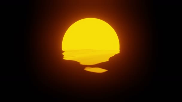 Ηλιοβασίλεμα Στον Ωκεανό Ένα Σχηματοποιημένο Βίντεο Απρόσκοπτη Κίνηση — Αρχείο Βίντεο