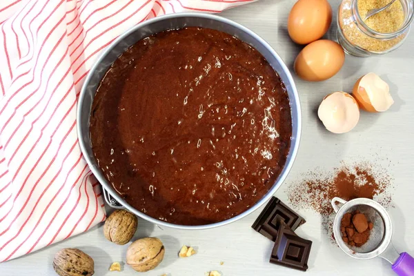 Gâteau Maison Sans Gluten Avant Mettre Four — Photo