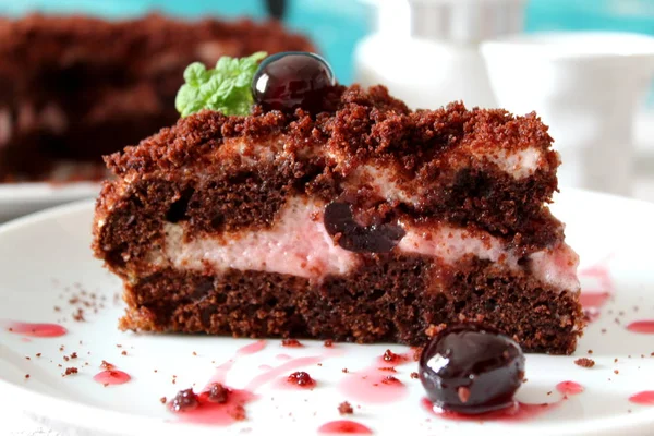 ビーガンチョコレートケーキ 健康食品 コピースペース付きのトップビュー — ストック写真