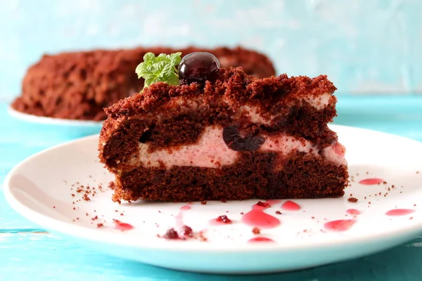 ビーガンチョコレートケーキ 健康食品 コピースペース付きのトップビュー — ストック写真