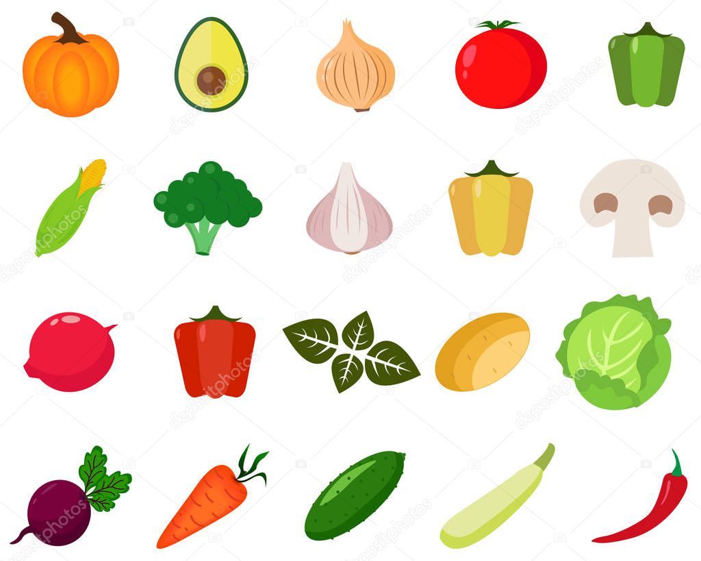  Vegetables icons set 