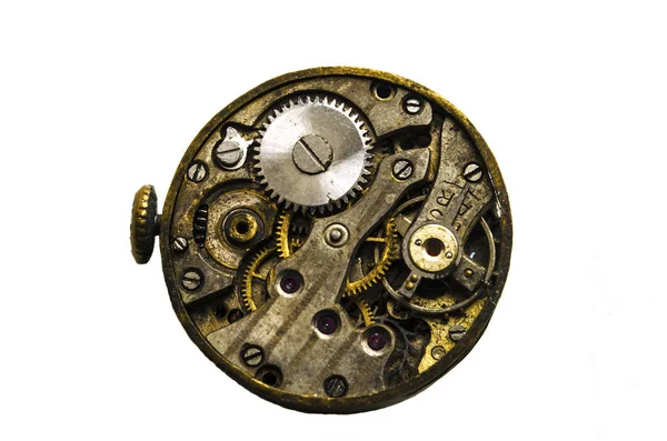 Старий механічний годинник. крупним планом, макро постріл. Вінтажні шестерні vi — стокове фото