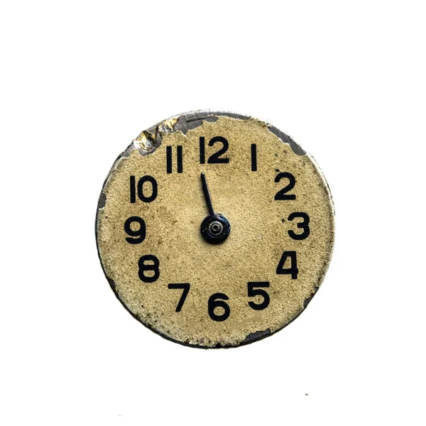 Altes Zifferblatt der Vintage-Uhr isoliert auf weiß — Stockfoto