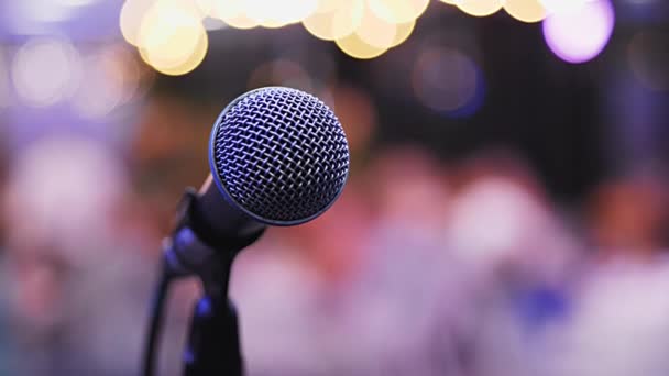 Microphone On The Stand is Standing On The Stage — Stock Video