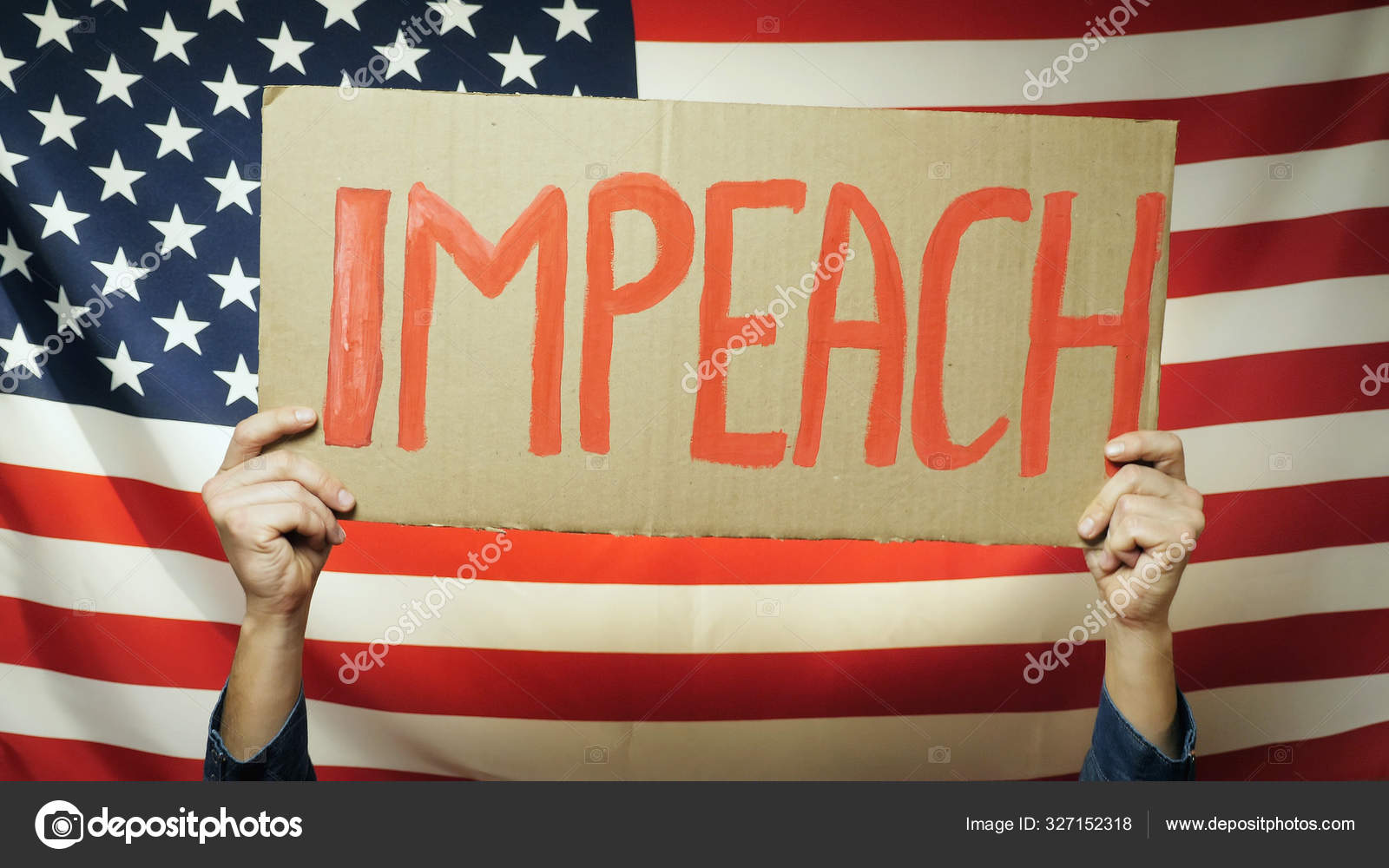 US President Impeachment sign in hands â€” Stock Photo