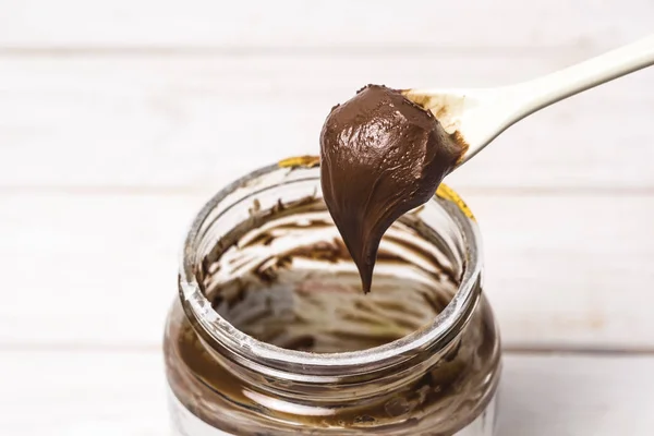 Cuchara Crema Chocolate — Foto de Stock