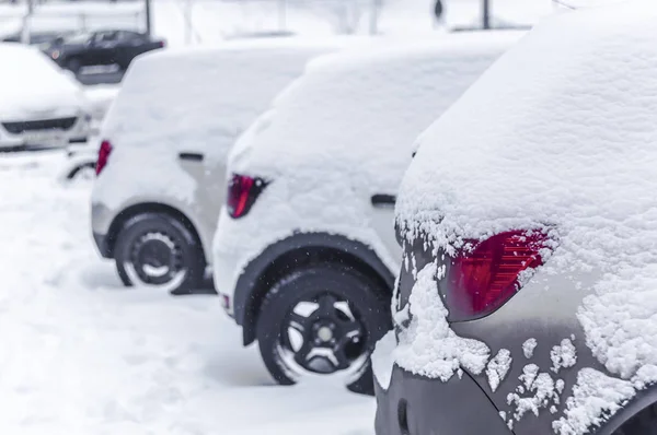 Voitures Couvertes Neige — Photo