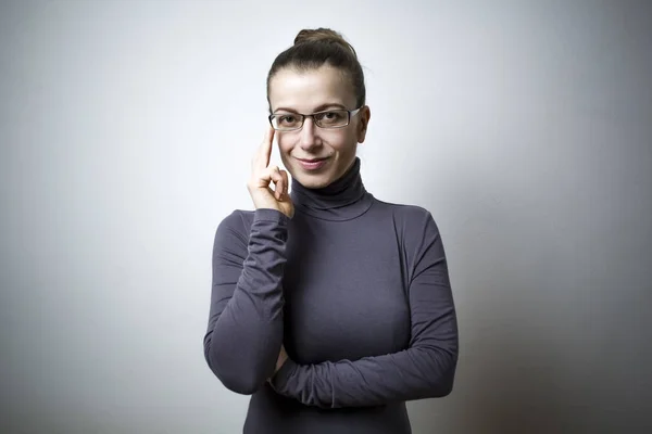 Portrét Pozitivní Mladá Žena Brýlích Obraz Obchodní Žena Učitelka — Stock fotografie
