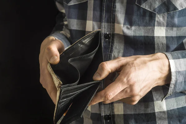 Men Hands Empty Wallet Concept Bankruptcy — Stock Photo, Image