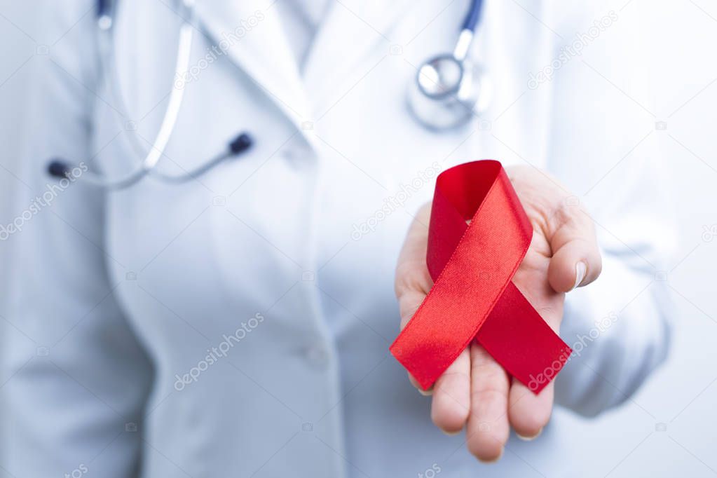 Red ribbon  of World Aids Day.
