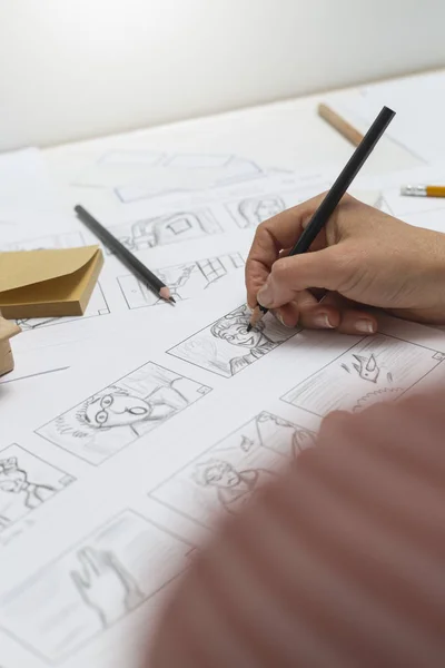 Animator Artist Draws Storyboards — Stock Photo, Image