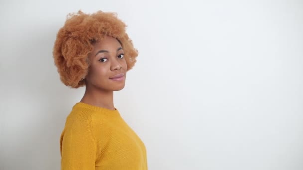 Afro Américaine Souriante Fille Aux Cheveux Bouclés — Video