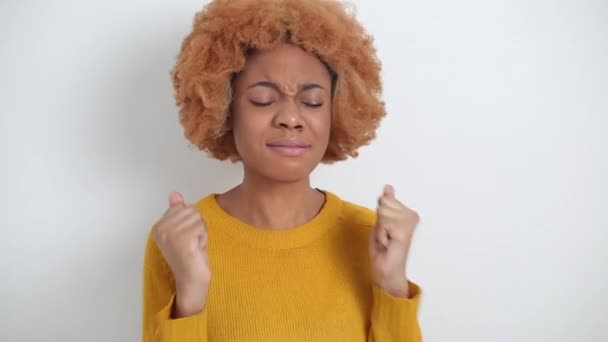 Emotion Crying Despair Face African American Woman — Stock Video