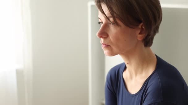 Woman Depressed Face Emotional Sad Woman — Stock Video