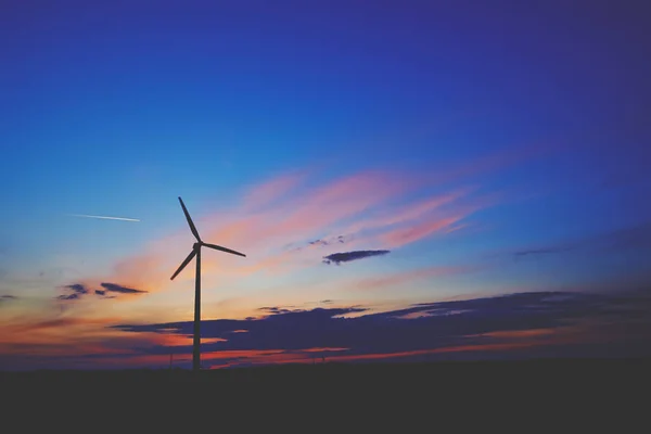 Wind Power Plant Background Evening Sky — Stock Photo, Image