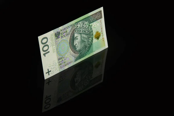 Einzelne Banknote Auf Schwarzem Hintergrund Stockbild
