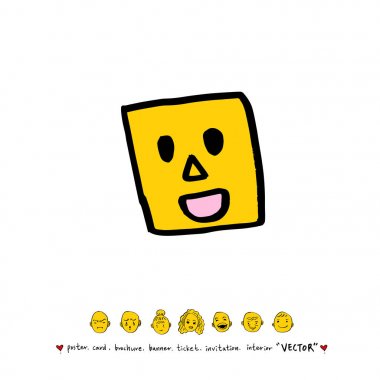 Karakter ifade / çizilmiş yüz el resimleri - vektör