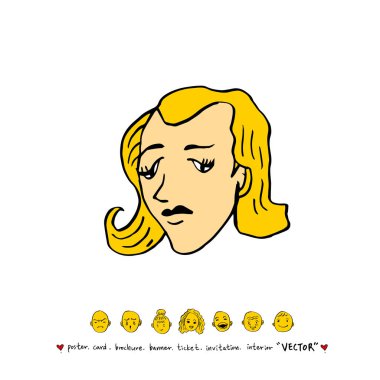 Karakter ifade / çizilmiş yüz el resimleri - vektör