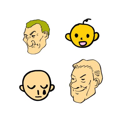 Karakter ifade / çizilmiş yüz el resimleri - vektör