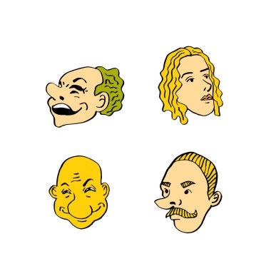 Karakter ifade / çizilmiş yüz el resimleri - vektör