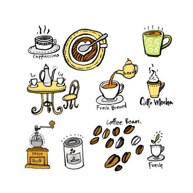 Hand drawn cafe poster illustration - vector clipart