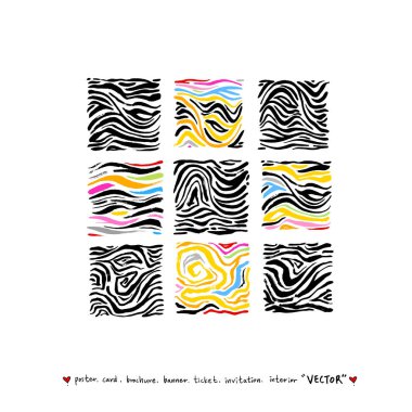 Zebra Baskı / çizilmiş desen el resimleri - vektör