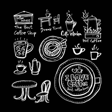 Cafe poster / yarım yamalak kahve illüstrasyon - vektör