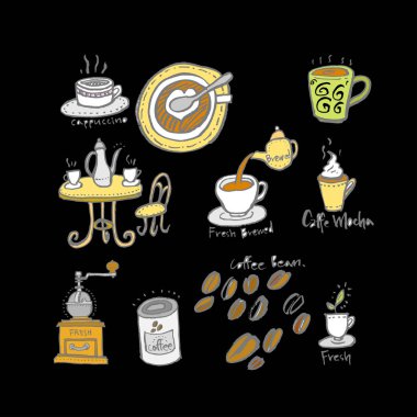 Cafe poster / yarım yamalak kahve illüstrasyon - vektör