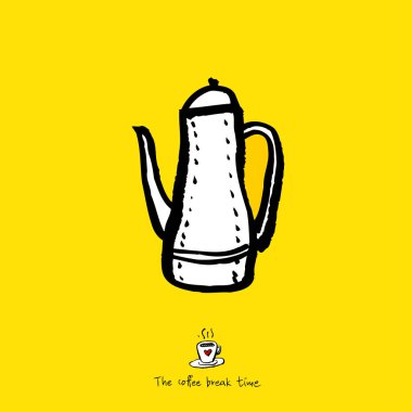 Cafe poster / yarım yamalak kahve illüstrasyon - vektör