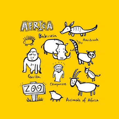 Hayvan kroki / çizilmiş Hayvanat Bahçesi illüstrasyon el - vektör