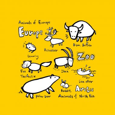 Hayvan kroki / çizilmiş Hayvanat Bahçesi illüstrasyon el - vektör