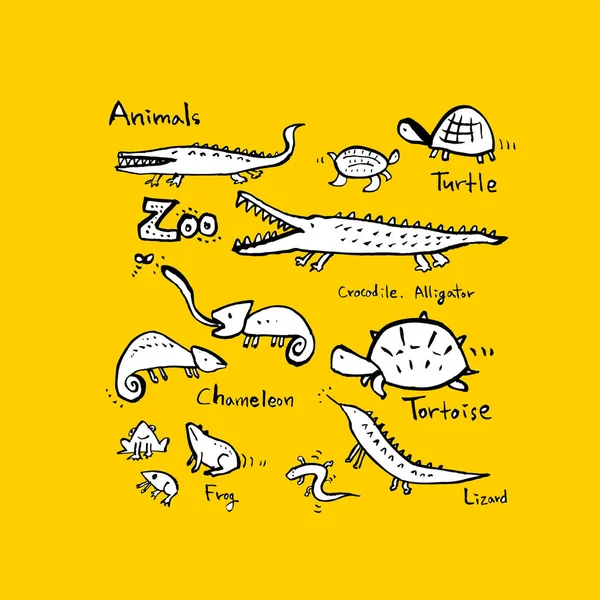 Tierskizze Handgezeichnete Zooillustration Vektor — Stockvektor