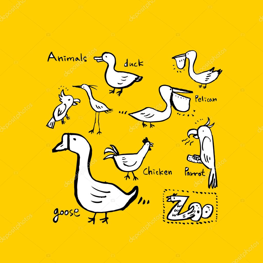 Animal sketch / Hand drawn Zoo illustration - vector