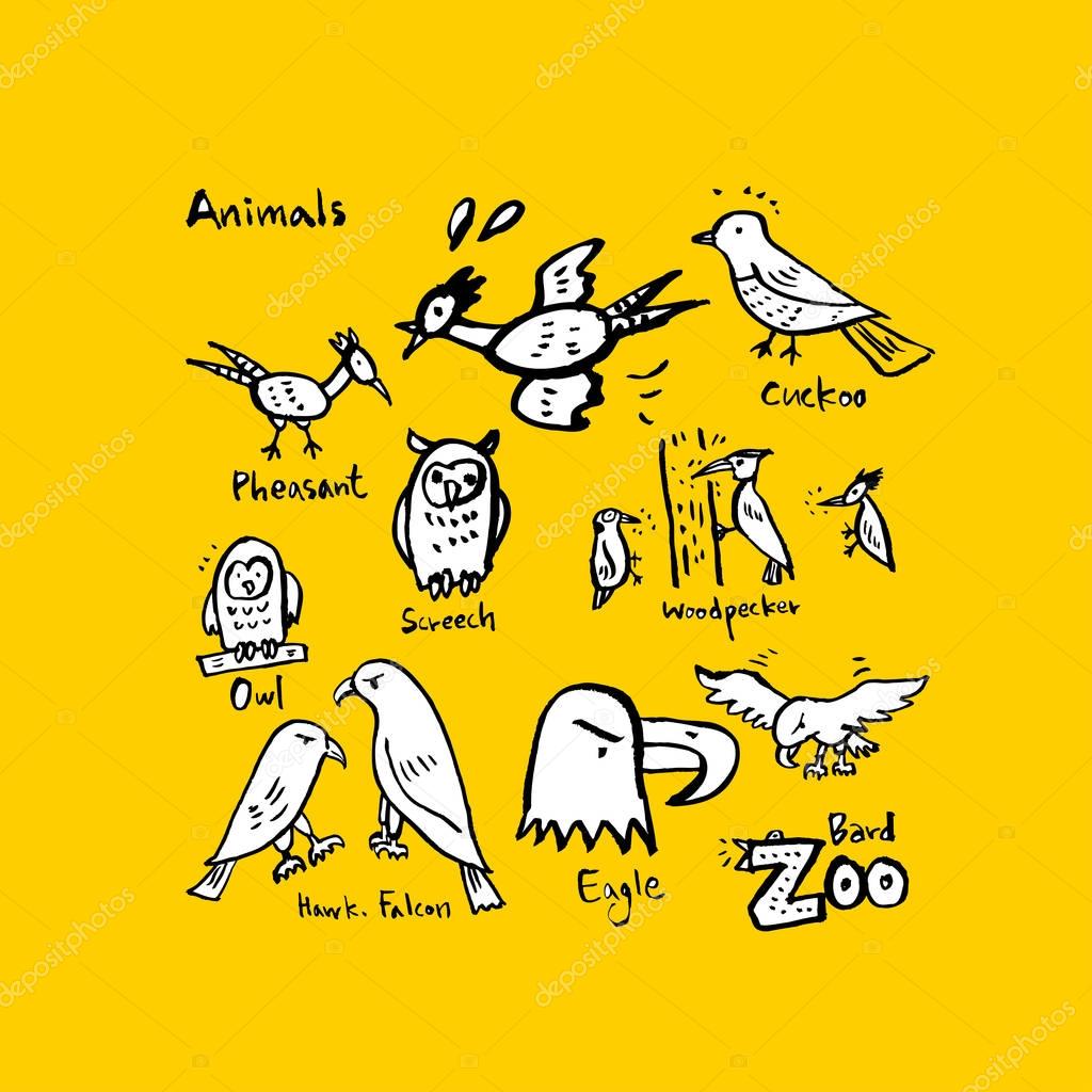 Animal sketch / Hand drawn Zoo illustration - vector