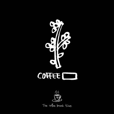 Cafe poster / yarım yamalak kahve illüstrasyon - vektör