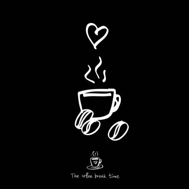 Cafe poster / yarım yamalak kahve illüstrasyon - vektör