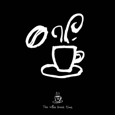 Cafe poster / yarım yamalak kahve illüstrasyon - vektör
