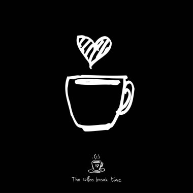 Cafe poster / yarım yamalak kahve illüstrasyon - vektör